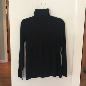 Thin black mock turtle neck